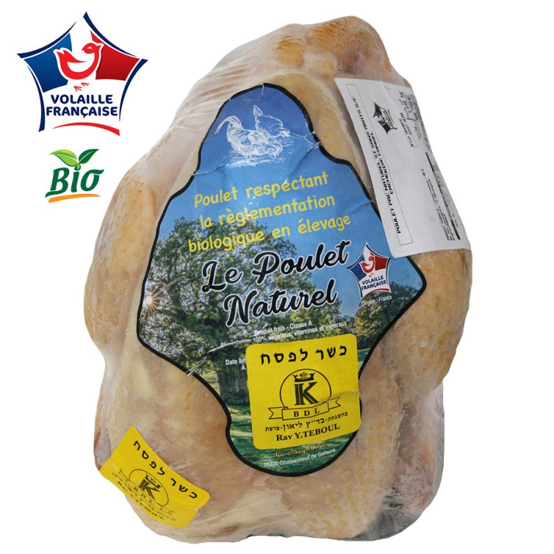 Poulet Entier BIO PAC environs 2kg Surgelé kasher Lepessah